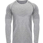 Men Long Sleeves T-Shirts Mesh Breathable Gyms Fitness Sports Clothes